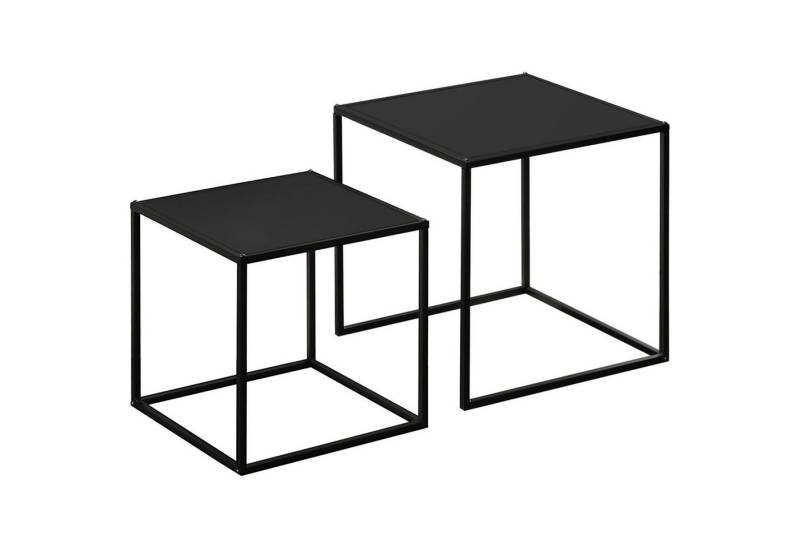 HOMCOM Couchtisch Kaffeetisch aus Stahlgestell für Wohnzimmer im modernem Design (Sofatisch, 2-St., Beistelltisch), bis 10 kg Belastbar, Schwarz von HOMCOM