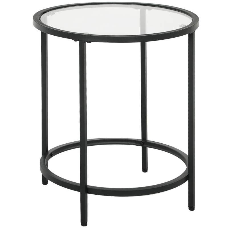 HOMCOM Couchtisch  Metall Hartglas Schwarz 48L x 48B x 54,7H cm von HOMCOM