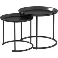 HOMCOM Couchtisch Rund 2er Set stapelbar Wohnzimmertisch Beistelltisch mit abnehmbaren Tischplatten Kaffeetisch Satztisch mit Metallgestell für HOMCOM Couchtisch Rund 2er Set stapelbar Wohnzimmertisch Beistelltisch mit abnehmbaren Tischplatten Kaffeetisch Satztisch mit Metallgestell für von HOMCOM