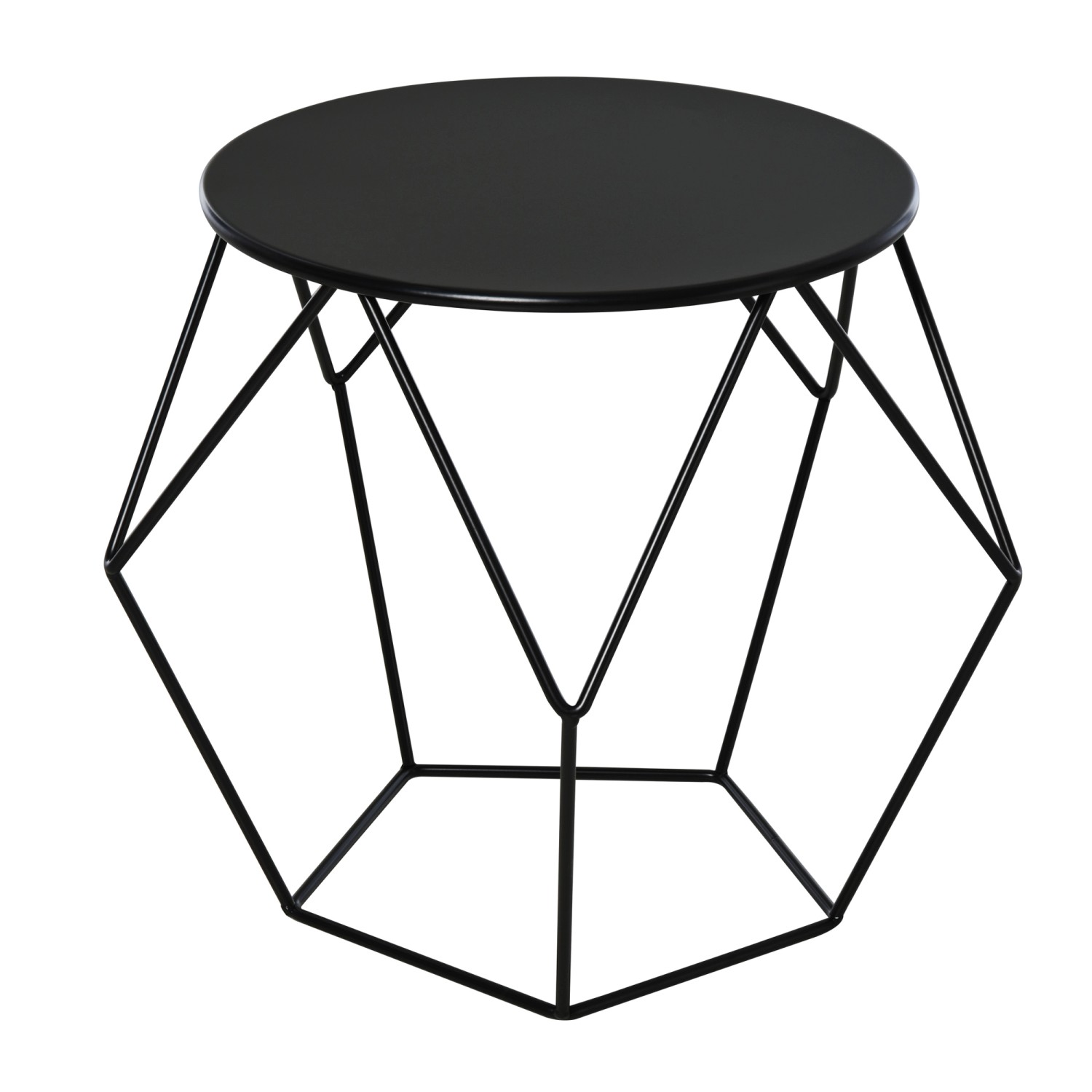 HOMCOM Couchtisch Rund Aufbewahrung Metallkorb Wohnzimmer 51 x 51 x 44 cm von HOMCOM