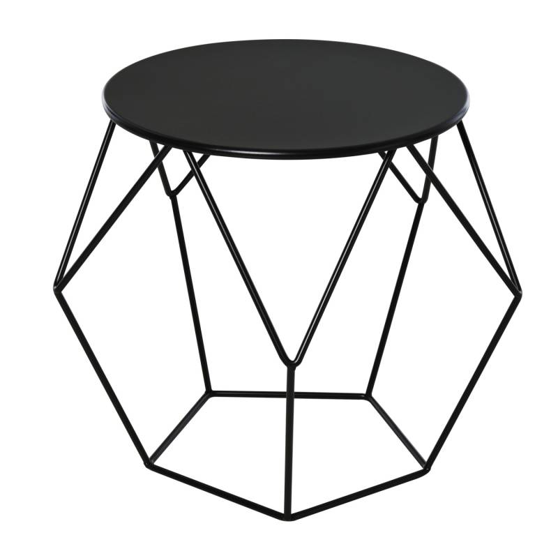 HOMCOM Couchtisch Rund Aufbewahrung Metallkorb Wohnzimmer 51 x 51 x 44 cm von HOMCOM