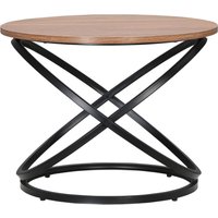 HOMCOM Couchtisch Runder Beistelltisch Industriedesign aus Schwarzem Metall und Holzplatte - Ø 60 x 46H cm   Aosom von HOMCOM