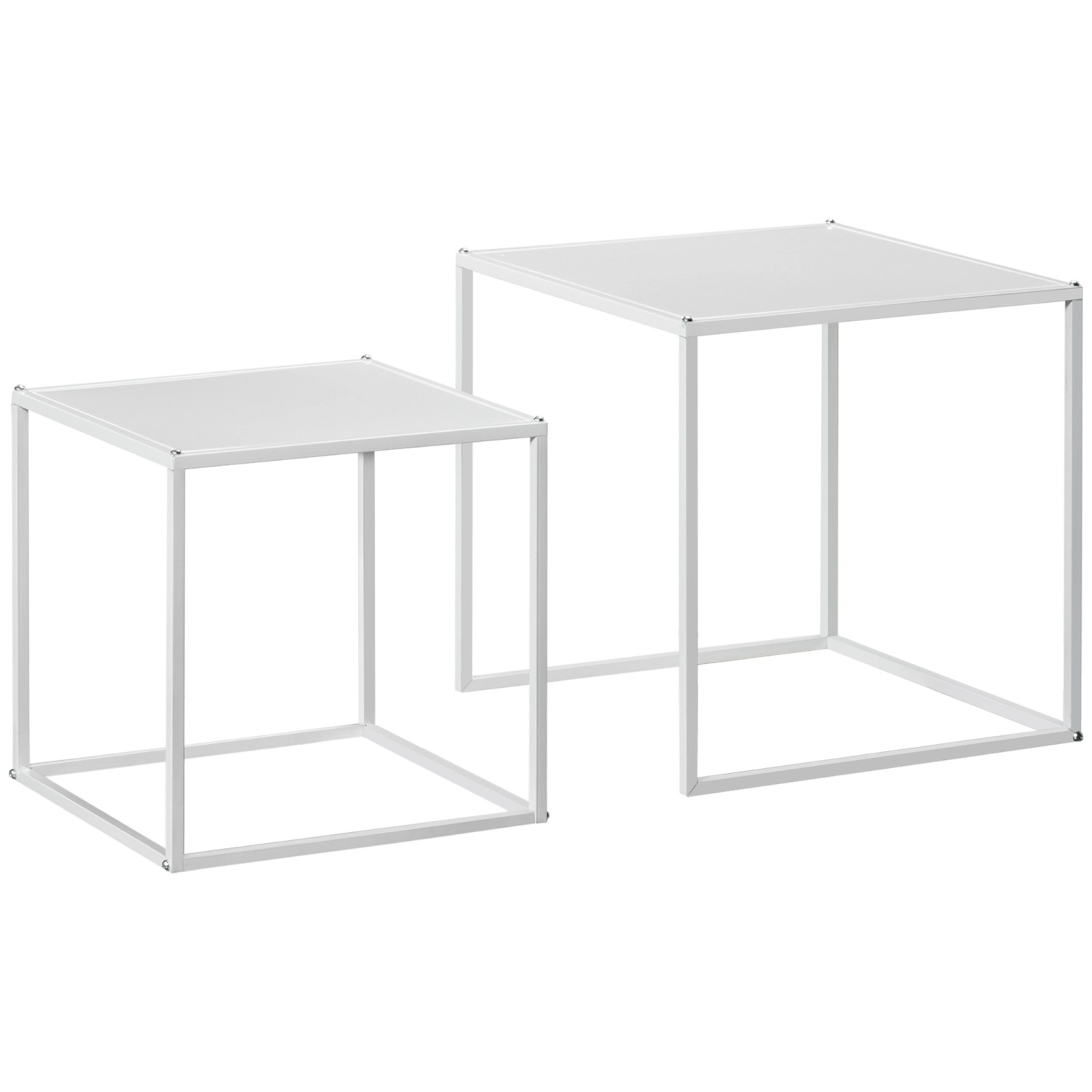 HOMCOM Couchtisch-Set Beistelltisch Stahl Weiß 40L x 40B x 40H cm von HOMCOM