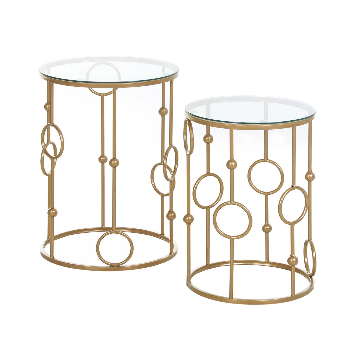 HOMCOM Couchtisch-Set Metall Gehärtetes Glas 41L x 41B x 57H cm Gold HOMCOM Couchtisch-Set Metall Gehärtetes Glas 41L x 41B x 57H cm Gold von HOMCOM