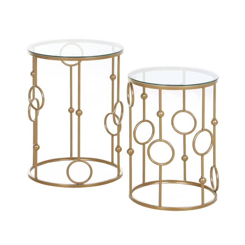 HOMCOM Couchtisch-Set Metall Gehärtetes Glas 41L x 41B x 57H cm Gold HOMCOM Couchtisch-Set Metall Gehärtetes Glas 41L x 41B x 57H cm Gold von HOMCOM