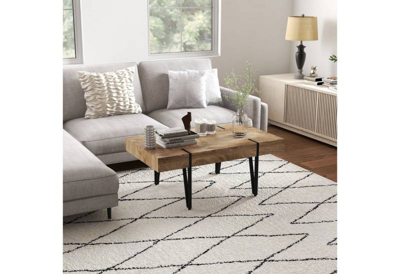 HOMCOM Couchtisch Sofatisch mit verstellbaren Fußstützen (Beistelltisch, 1-St., Kaffeetisch), Naturholz 105 x 60 x 42 cm von HOMCOM