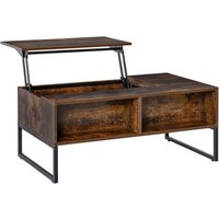 Couchtisch Wohnzimmertisch Kaffeetisch mit Höhenverstellbarer Spanplatte Braun 100 x 60 x 44 cm von HOMCOM