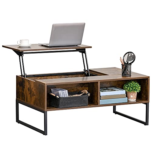 HOMCOM Couchtisch Wohnzimmertisch Kaffeetisch mit Höhenverstellbarer Platte Spanplatte Braun 100 x 60 x 44 cm HOMCOM Couchtisch Wohnzimmertisch Kaffeetisch mit Höhenverstellbarer Platte Spanplatte Braun 100 x 60 x 44 cm von HOMCOM