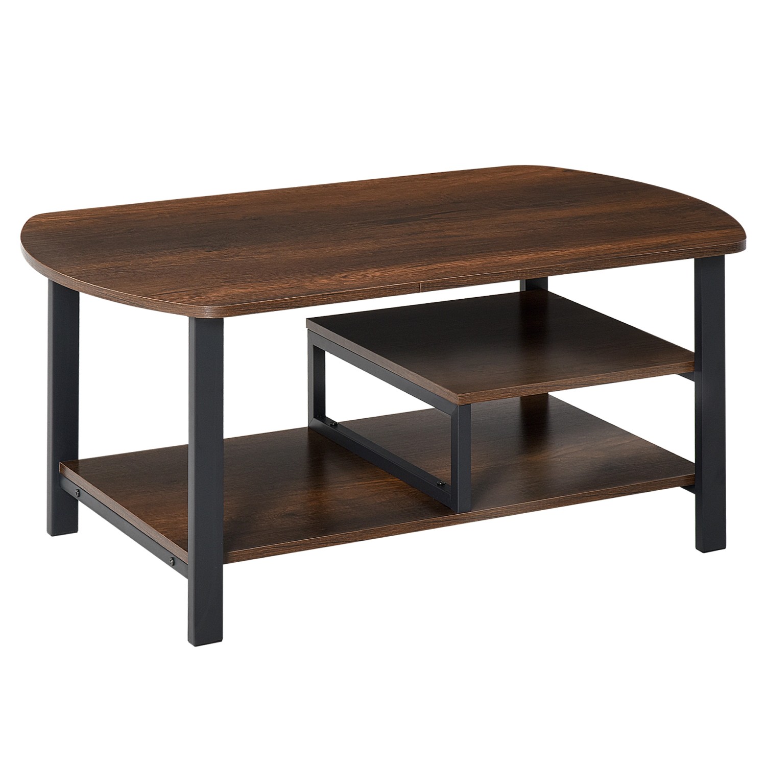 HOMCOM Couchtisch mit Ablageflächen E1 Spanplatte Stahl Braun 100L x 60B x 46Hcm HOMCOM Couchtisch mit Ablageflächen E1 Spanplatte Stahl Braun 100L x 60B x 46Hcm von HOMCOM