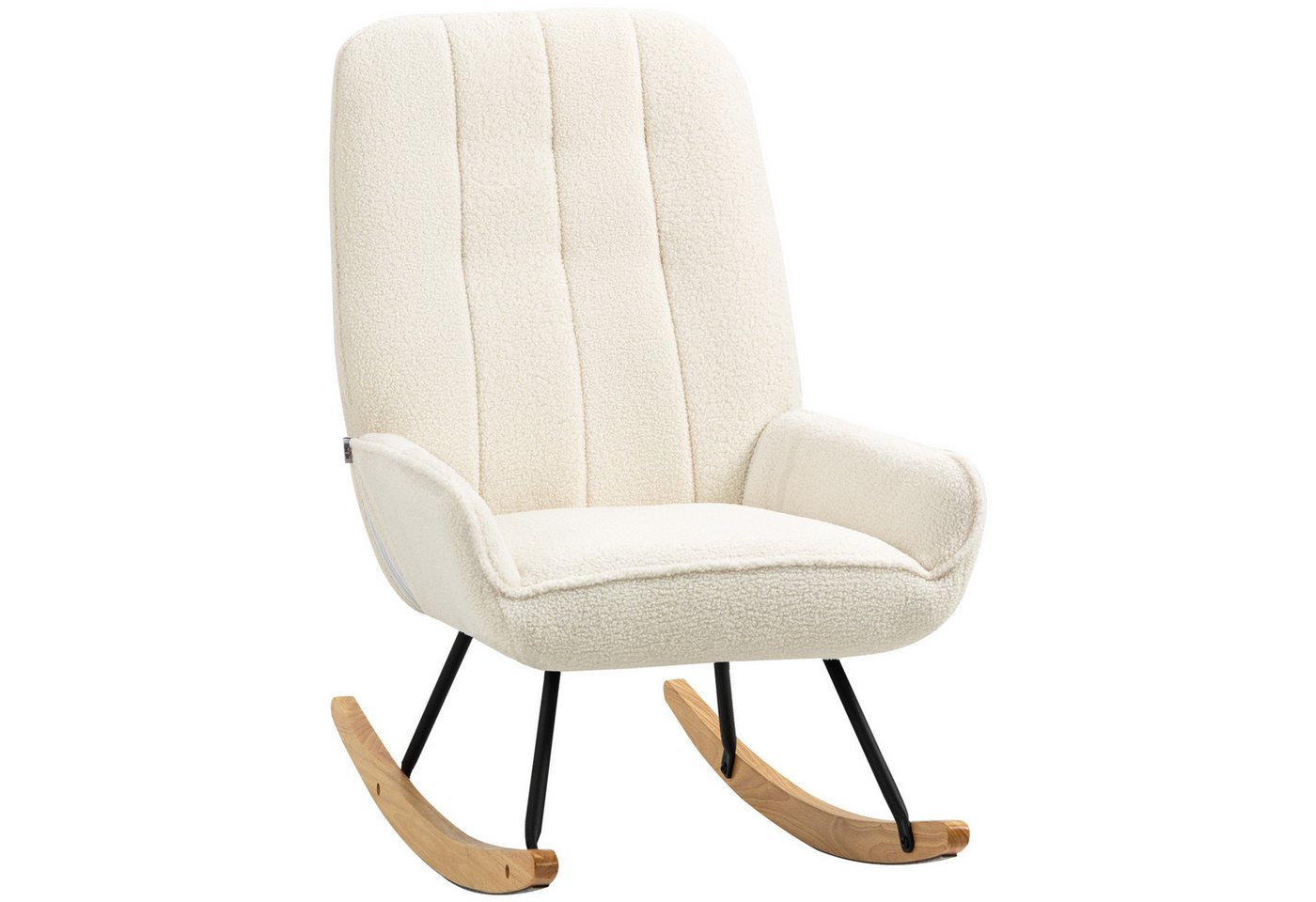 HOMCOM Couchtisch mit Sherpa-Vlies Relaxstuhl, Wohnzimmersessel (Schaukelsessel, 1-St), für Wohnzimmer, Schlafzimmer, Sherpa Vlies, Cremeweiß von HOMCOM