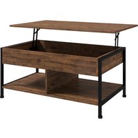 HOMCOM Couchtisch mit klappbarem Tablett - untere Regale, Stauraumtruhe - Maße 100L x 80B x 60H cm - rustikales schwarzes Holzoptik   Aosom von HOMCOM