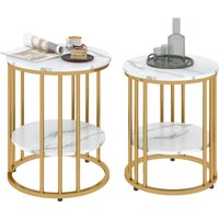 HOMCOM Couchtisch rund 2er Set Beistelltisch mit Ablage, Stahlrahmen, Wohnzimmertisch in Marmoroptik Kaffeetisch für Wohnzimmer Schlafzimmer Weiß Aosom HOMCOM Couchtisch rund 2er Set Beistelltisch mit Ablage, Stahlrahmen, Wohnzimmertisch in Marmoroptik Kaffeetisch für Wohnzimmer Schlafzimmer Weiß Aosom von HOMCOM