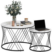 HOMCOM Couchtisch rund 2er Set Beistelltisch mit Marmoroptik, Satztisch Wohnzimmertisch mit Metallrahmen Kaffeetisch für Wohnzimmer Schlafzimmer Weiß Aosom HOMCOM Couchtisch rund 2er Set Beistelltisch mit Marmoroptik, Satztisch Wohnzimmertisch mit Metallrahmen Kaffeetisch für Wohnzimmer Schlafzimmer Weiß Aosom von HOMCOM