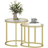 HOMCOM Couchtisch rund 2er Set Stapelbarer Beistelltisch mit Stahlrahmen, Wohnzimmertisch Kaffeetisch für Wohnzimmer Schlafzimmer Gold Aosom HOMCOM Couchtisch rund 2er Set Stapelbarer Beistelltisch mit Stahlrahmen, Wohnzimmertisch Kaffeetisch für Wohnzimmer Schlafzimmer Gold Aosom von HOMCOM