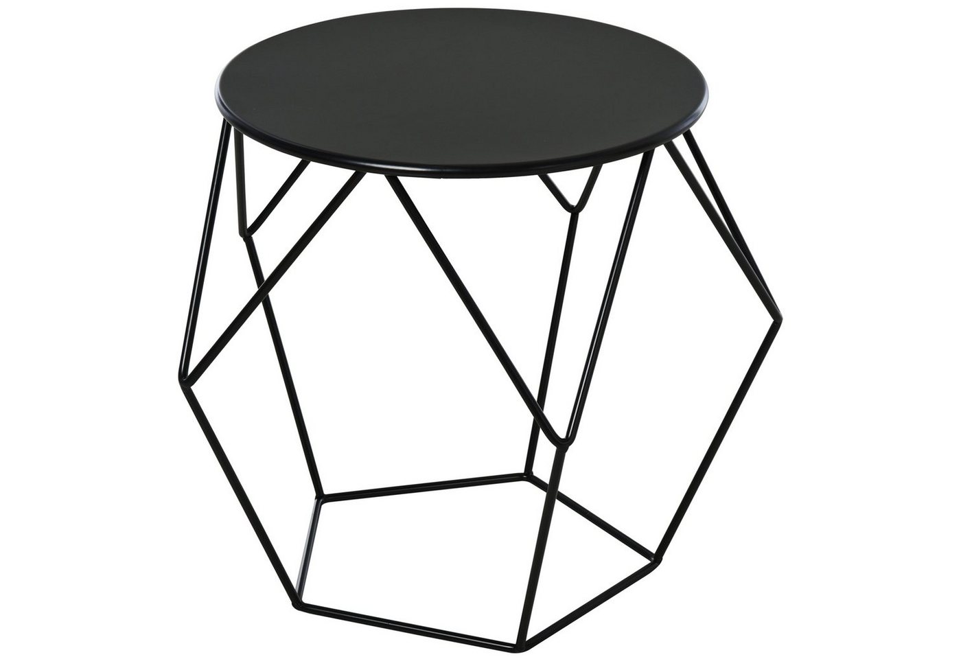 HOMCOM Couchtisch Aufbewahrung Metallkorb (Satztisch, 1-St., Beistelltisch), Schwarz L51 x B51 x H44 cm von HOMCOM