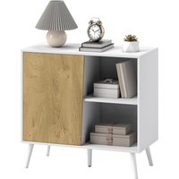 HOMCOM Credenza Buffet mit Schrank und Ablagefach mit höhenverstellbaren Regalen auf 3 Ebenen, Modernes Möbelstück mit Kiefernholzbeinen, 80x39x76 cm, Weiß Aosom HOMCOM Credenza Buffet mit Schrank und Ablagefach mit höhenverstellbaren Regalen auf 3 Ebenen, Modernes Möbelstück mit Kiefernholzbeinen, 80x39x76 cm, Weiß Aosom von HOMCOM