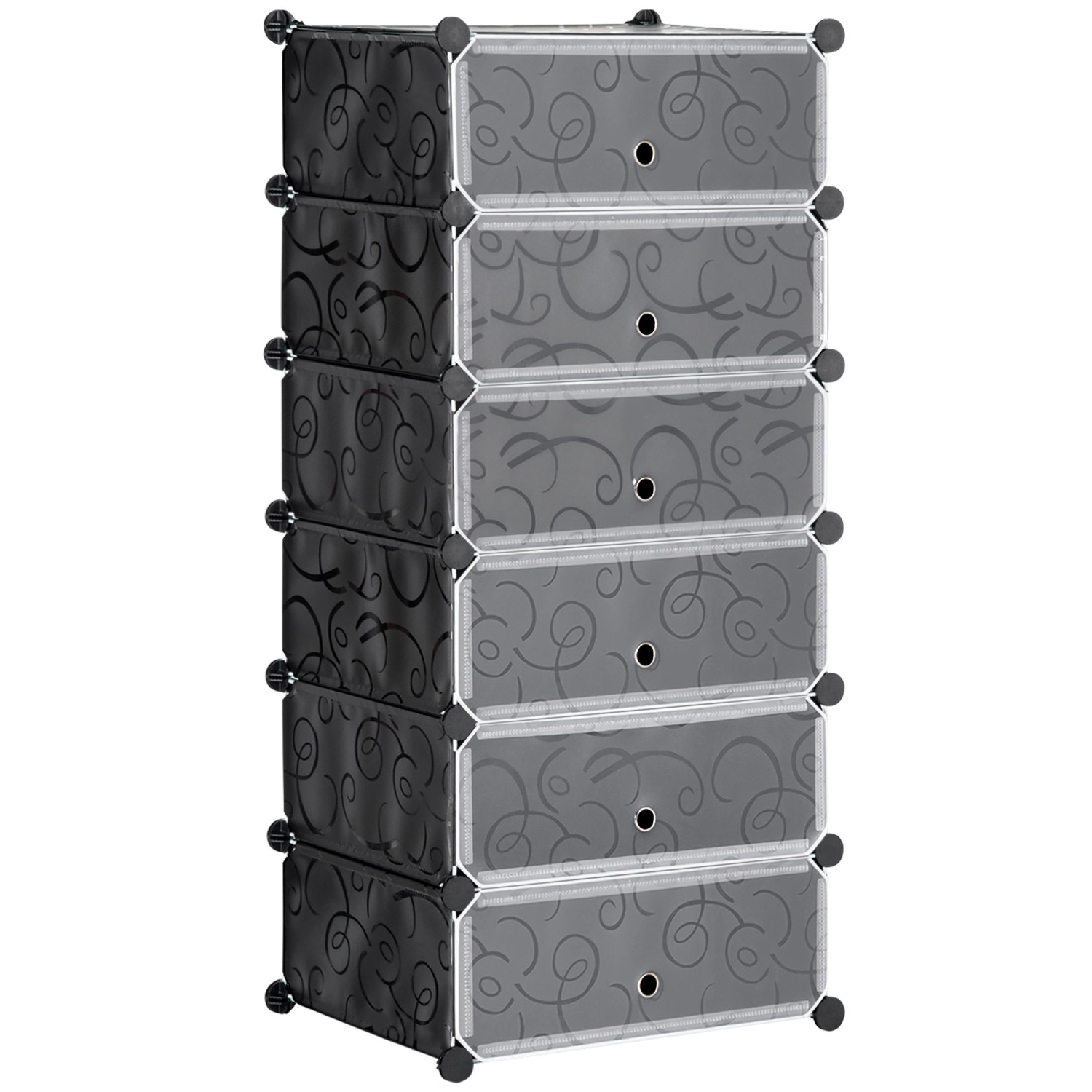 HOMCOM DIY Schuhschrank Kunststoff Stahl Schwarz 49L x 36,5B x108H cm von HOMCOM