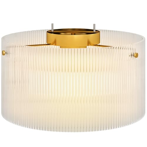 HOMCOM Deckenlampe, Deckenleuchte mit E27 Fassung, Runde Deckenbeleuchtung für Schlafzimmer Wohnzimmer Ø32 x 16,5 cm, exkl.Glühbirne Transparent von HOMCOM