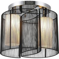 HOMCOM Deckenlampe 2-flammig schwarz Glas Stoff Stahl H/D: ca. 33x48 cm E27 2 Brennstellen von HOMCOM