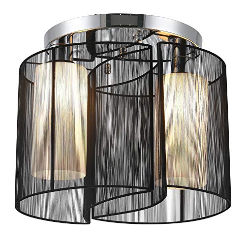 HOMCOM Deckenlampe vintage Deckenleuchte 2 flammig Deckenlicht Lampe 2 x E27-Fassung Schwarz Ø47,5 x 33H cm (Ohne Glühbirnen) von HOMCOM