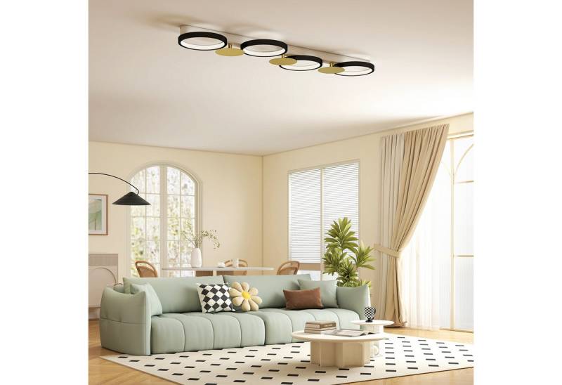 HOMCOM Deckenleuchte Wohnzimmerlampe mit 4 Glühbirnen, Fernbedienung, Szenenmodi, LED, für Wohnzimmer Schlafzimmer, Schwarz+Goldton HOMCOM Deckenleuchte Wohnzimmerlampe mit 4 Glühbirnen, Fernbedienung, Szenenmodi, LED, für Wohnzimmer Schlafzimmer, Schwarz+Goldton von HOMCOM