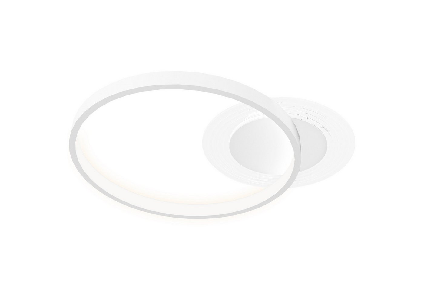 HOMCOM Deckenleuchte mit Zwei-Ring-Design, rund, LED, für Schlafzimmer Wohnzimmer 50 x 40 x 7,4 cm, Weiß von HOMCOM