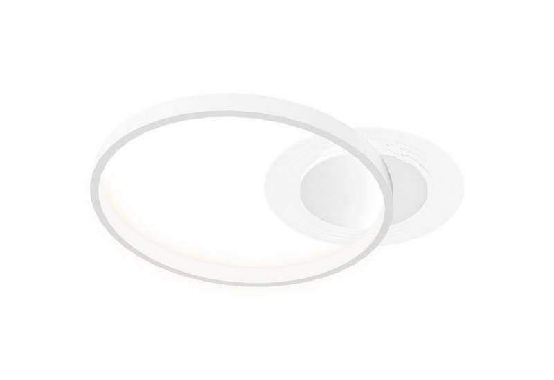 HOMCOM Deckenleuchte mit Zwei-Ring-Design, rund, LED, für Schlafzimmer Wohnzimmer 50 x 40 x 7,4 cm, Weiß von HOMCOM
