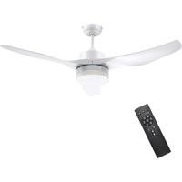 HOMCOM Deckenventilator mit Beleuchtung, umkehrbar LED Deckenleuchte mit Ventilator, 6 Geschwindigkeiten, 3 Lichtfarben, Deckenlampe mit Fernbedienung, Timer für Wohnzimmer, Esszimmer Weiß   Aosom von HOMCOM