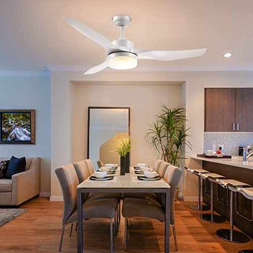 HOMCOM Deckenventilator mit Beleuchtung, umkehrbar LED Deckenleuchte mit Ventilator, 6 Geschwindigkeiten, 3 Lichtfarben, Deckenlampe mit Fernbedienung, Timer für Wohnzimmer, Esszimmer Weiß von HOMCOM