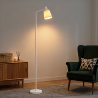 HOMCOM Dimmbare LED-Stehleuchte, moderne Stehleuchte für Wohnzimmer mit 350° drehbarem Schirm, 3 Farbtemperaturen 3000K/4000K/6500K und E27-Glühbirne, für Schlafzimmer, Büro, Weiß   Aosom von HOMCOM