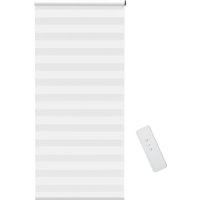 HOMCOM Doppelrollo, Elektrischer Zebra-Rollo, Sichtschutz-Rollo, doppellagiges Fensterrollo mit Fernbedienung für Tag und Nacht, Weiß, 80 x 180cm von HOMCOM