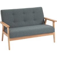 HOMCOM Doppelsofa  Polsterung Loveseat, kompaktes Design, Zweisitzer, Stoffsofa, 2-Sitzer, Leinen & Gummiholz, Grau, 115x66,5x73cm  Aosom.de von HOMCOM