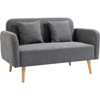 HOMCOM Doppelsofa  Loveseat mit Kissen, einstellbare Fußrasten, samtartiges Polyester, Gummiholz, Schaumstoff, 2-Sitzer, Stoffbezug  Aosom von HOMCOM
