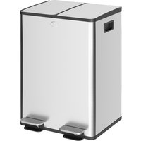 HOMCOM Doppelter Küchenmülleimer, 2 x 28L, Edelstahl Tretmülleimer, 2 Deckel mit sanftem Verschluss, herausnehmbare Inneneimer und Fingerabdruckresistente Griffe 45,8x36x67,6cm   Aosom von HOMCOM