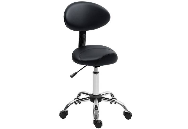 HOMCOM Drehhocker mit Rückenlehne, 83-98 cm (höhenverstellbar Rollhocker, 1 St., 360° drehbar Arbeitshocker), für Büro Salon Massage Spa Schwarz von HOMCOM