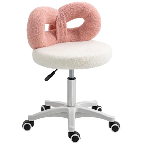 HOMCOM Drehhocker mit Rückenlehne Hocker mit Rädern höhenverstellbar 63-77 cm gepolstert in Schafsfell Stoff für Salons Workshops Spa Massage Weiß und Rosa HOMCOM Drehhocker mit Rückenlehne Hocker mit Rädern höhenverstellbar 63-77 cm gepolstert in Schafsfell Stoff für Salons Workshops Spa Massage Weiß und Rosa von HOMCOM