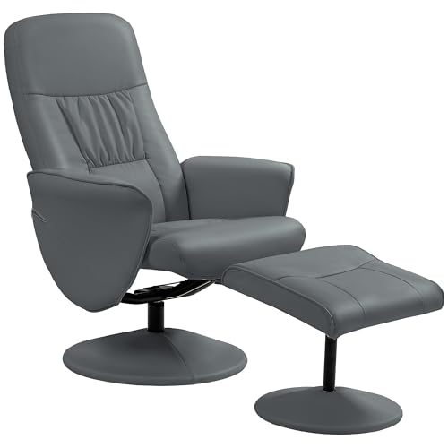 HOMCOM Drehstuhl mit Fußhocker, PU Leder Sessel und Ottomane mit hoher Rückenlehne und rundem Sockel für Wohnzimmer, Grau HOMCOM Drehstuhl mit Fußhocker, PU Leder Sessel und Ottomane mit hoher Rückenlehne und rundem Sockel für Wohnzimmer, Grau von HOMCOM