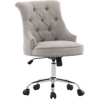 HOMCOM Drehbarer Polsterstuhl ergonomischer Bürostuhl höhenverstellbar Retro-Design bis 150 kg Leinen Hellgrau 54x65,5x84-91 cm   Aosom.de von HOMCOM