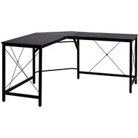 HOMCOM Eck-Schreibtisch, BxH: 150 x 76 cm, MDF/Metall - schwarz von HOMCOM