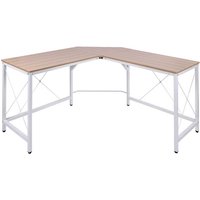 HOMCOM Eck-Schreibtisch, BxH: 150 x 76 cm, MDF/Metall - weiss von HOMCOM