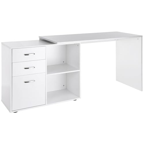 HOMCOM Eckschreibtisch Esstisch Computertisch Bürotisch Winkelschreibtisch Regal L-Form 117 x 83,5 x 76 cm, I-Form 162 x 50 x 76 cm, Weiß, MDF+Metall HOMCOM Eckschreibtisch Esstisch Computertisch Bürotisch Winkelschreibtisch Regal L-Form 117 x 83,5 x 76 cm, I-Form 162 x 50 x 76 cm, Weiß, MDF+Metall von HOMCOM