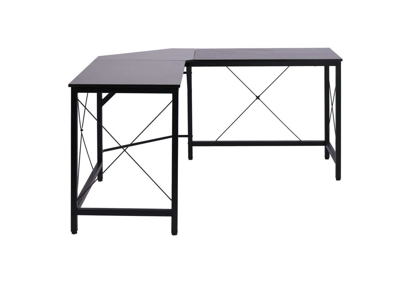HOMCOM Eckschreibtisch L-Form Winkelschreibtisch (PC-Tisch, 1-St., Computetisch), MDF Schwarz 150 x 150 x 76 cm von HOMCOM