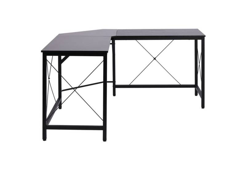 HOMCOM Eckschreibtisch L-Form Winkelschreibtisch (PC-Tisch, 1-St., Computetisch), MDF Schwarz 150 x 150 x 76 cm von HOMCOM