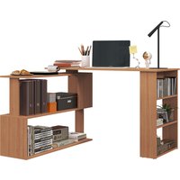 HOMCOM Eckschreibtisch für Computer PC mit drehbarem L-Design und 5 Regalen für Zuhause und Büro, Esstisch aus Holz, 120x110x74.5 cm   Aosom von HOMCOM