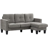 HOMCOM Ecksofa, Eck-Couch mit umkehrbarer Chaiselongue, Sofa in L-Form, Gepolstert Eckcouch mit Federkern, Stahlrahmen Chenille-Optik, 186 x 130 x 84 cm, Braun   Aosom von HOMCOM