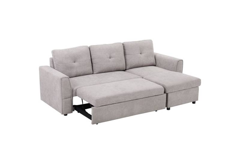HOMCOM Ecksofa 3 Sitzer Couch, Schlafsofa 1 Teile, Ecksofa mit Stauraum und Gästebettfunktion von HOMCOM