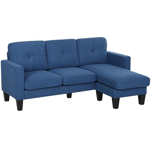HOMCOM Ecksofa 3-Sitzer Meridian rechts oder Links umkehrbar, Wohnzimmer, hoher Komfort, gepolsterte Rückenlehne, blau HOMCOM Ecksofa 3-Sitzer Meridian rechts oder Links umkehrbar, Wohnzimmer, hoher Komfort, gepolsterte Rückenlehne, blau von HOMCOM