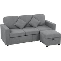 HOMCOM Ecksofa 3-Sitzer Modulares Ecksofa aus Ripp-Velours 196x139x85 cm mit Aufbewahrungshocker Abnehmbaren Kissen, Umkehrbares L-Form Sofa für Wohnzimmer, Hellgrau Aosom HOMCOM Ecksofa 3-Sitzer Modulares Ecksofa aus Ripp-Velours 196x139x85 cm mit Aufbewahrungshocker Abnehmbaren Kissen, Umkehrbares L-Form Sofa für Wohnzimmer, Hellgrau Aosom von HOMCOM