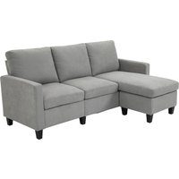 HOMCOM Ecksofa 3-Sitzer mit Wendbare Ottomane links oder rechts für Wohnzimmer, Büro, Wohnung, Polyester 197B x 139T x 91H cm Hellgrau   Aosom von HOMCOM