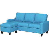 HOMCOM Ecksofa 3-Sitzer mit beidseitig umsetzbarer Chaiselongue für Wohnzimmer, Büro, Apartment, Polyesterstoff 197L x 139B x 91H cm blau   Aosom von HOMCOM